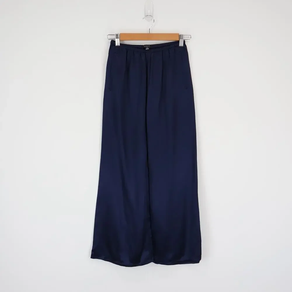 J.Crew Cosmo Pant Luster Charmeuse Navy Blue Size Small Petite NWT